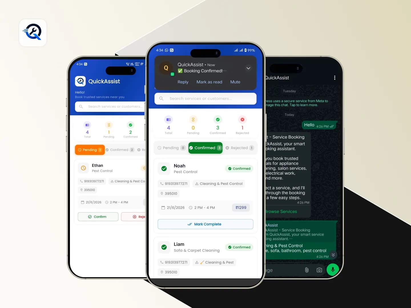 QuickAssist – WhatsApp Service Booking System