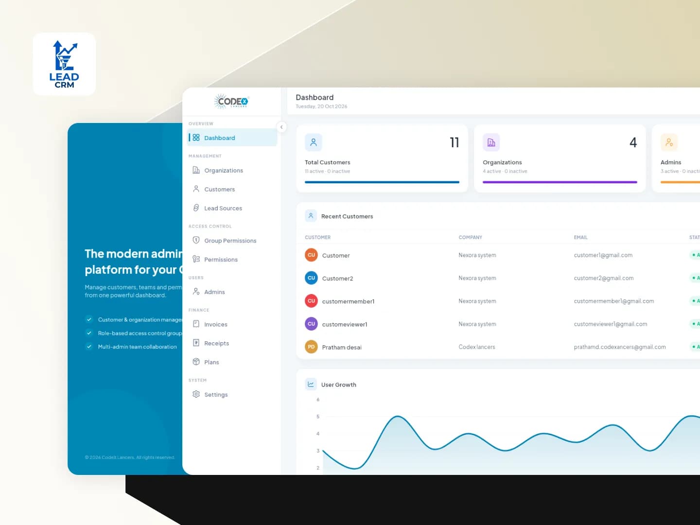 Lead CRM Admin – Multi-Tenant SaaS Administration & Back-Office Portal