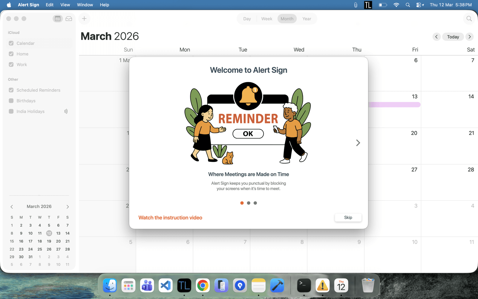 AlertSigns screen