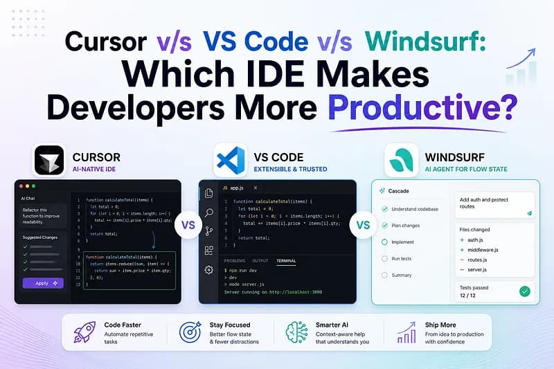 Cursor v/s VS Code v/s Windsurf: Which IDE Makes Developers More Productive?