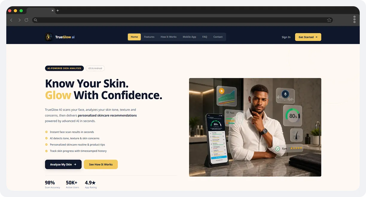 TrueGlow AI – AI-Powered Skincare App screen 1