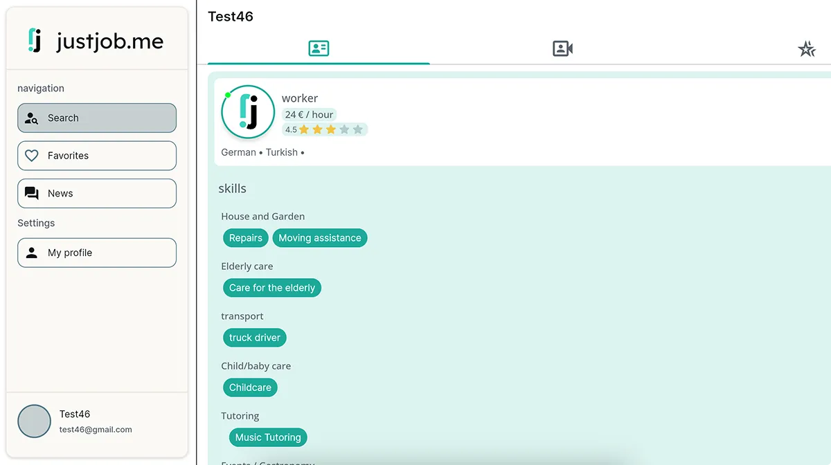 JustJobMe Web screen 5