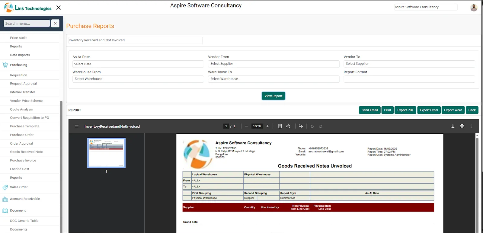 LinkERP- Enterprise Resource Planning System screen 6