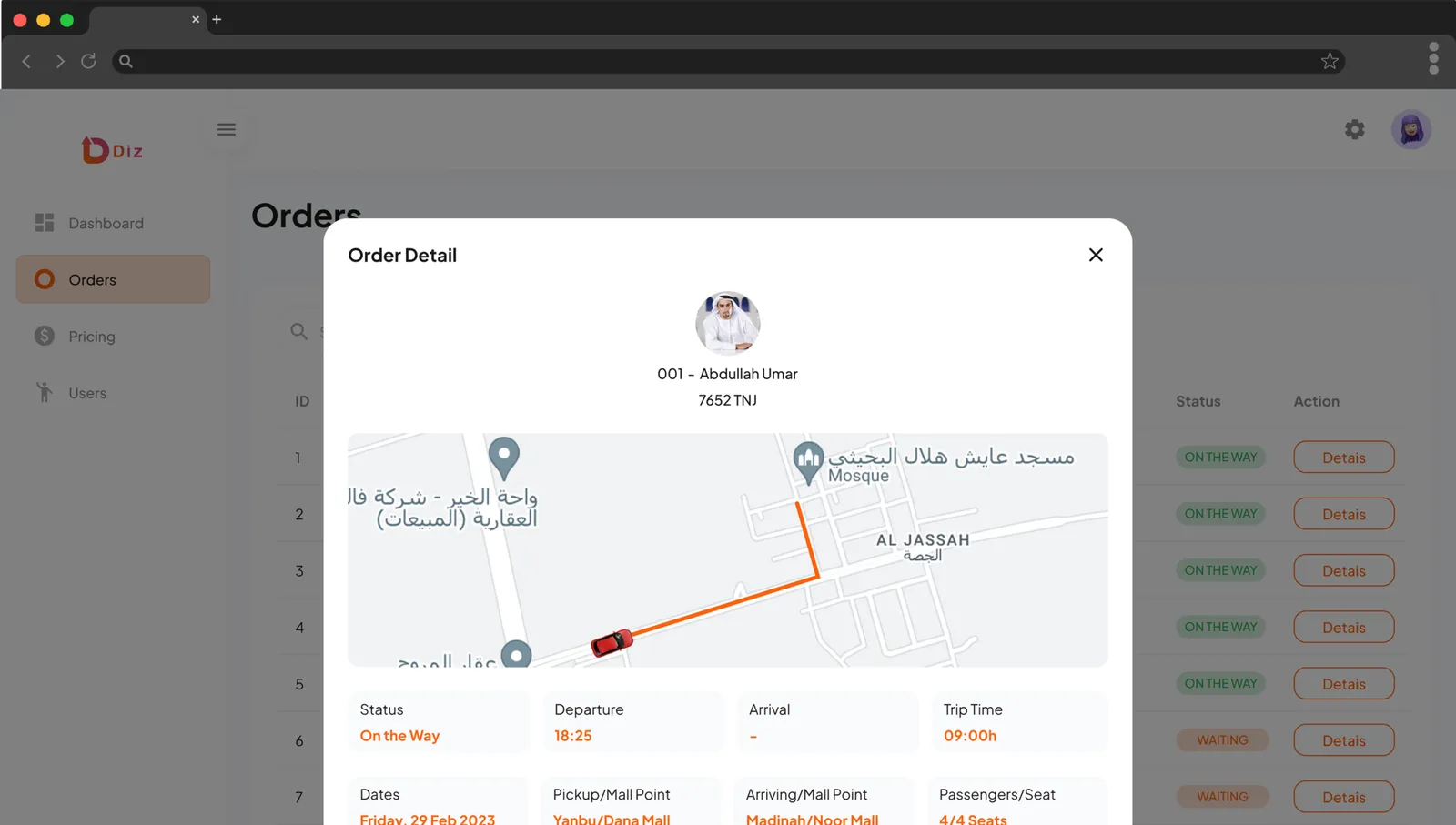 DIZ – Carpooling & Ride-Sharing Web App screen 7