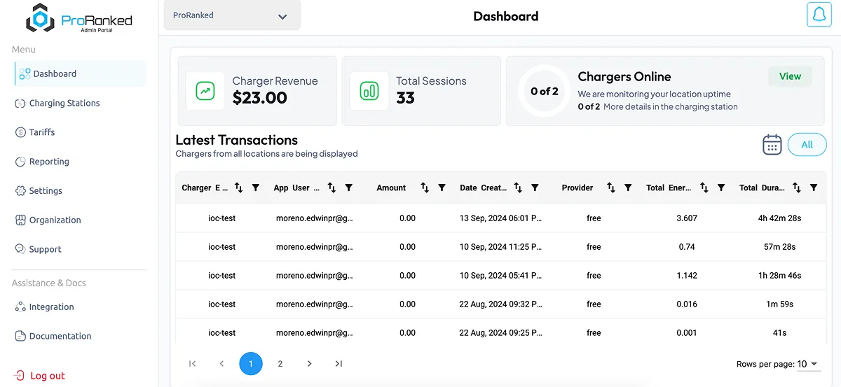 ProRanked – EV Charging Management Platform screen 10