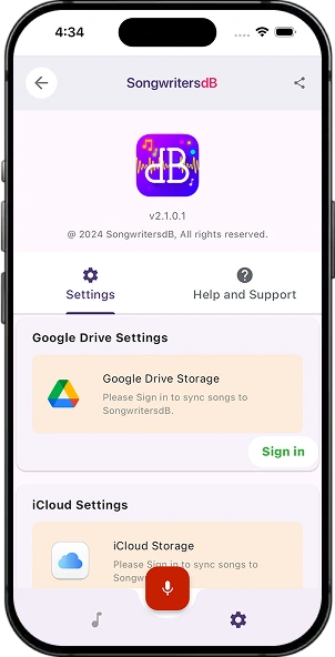 SongWriterDB Aux screen 6