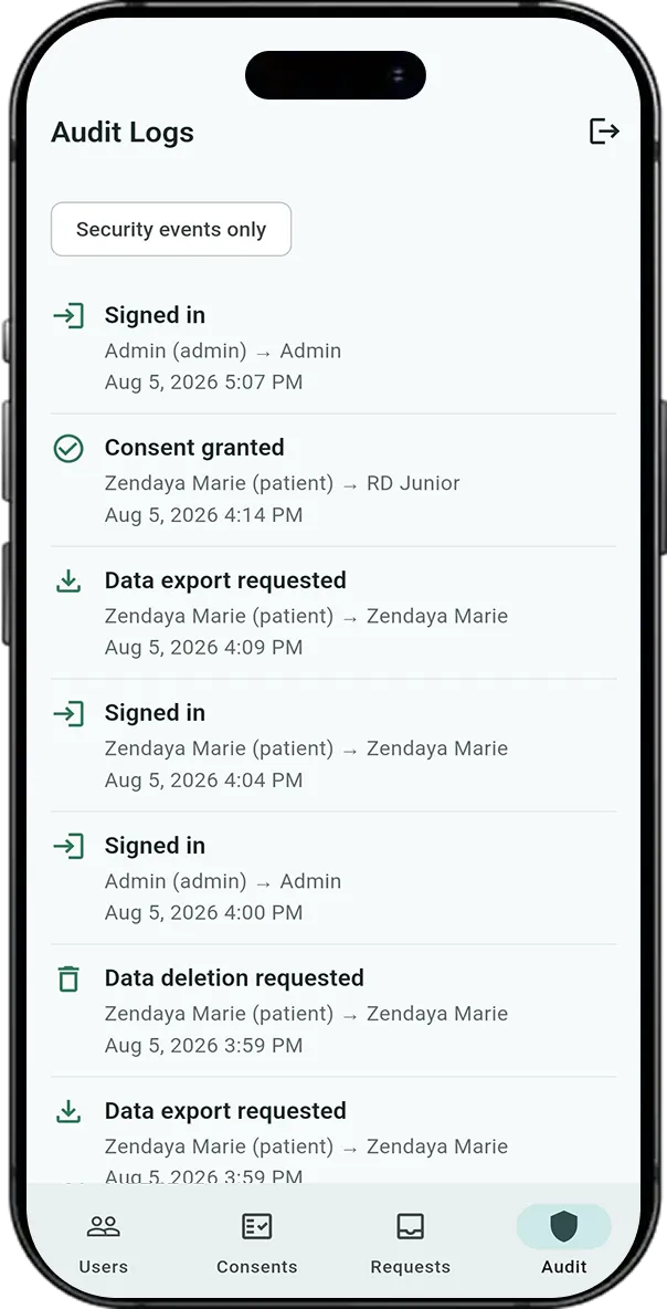 CareVault screen 12